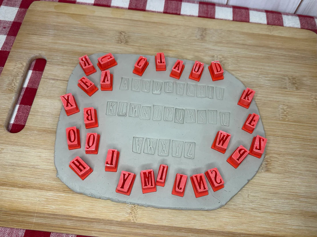 Alphabet Pottery Stamp Set - Mid Century Modern Font