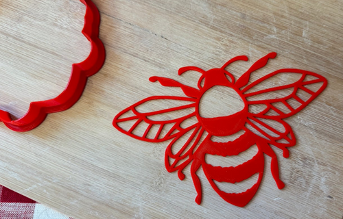 Bee 1 design - plastic 3D pottery stamp or stencil w/ optional cutter
