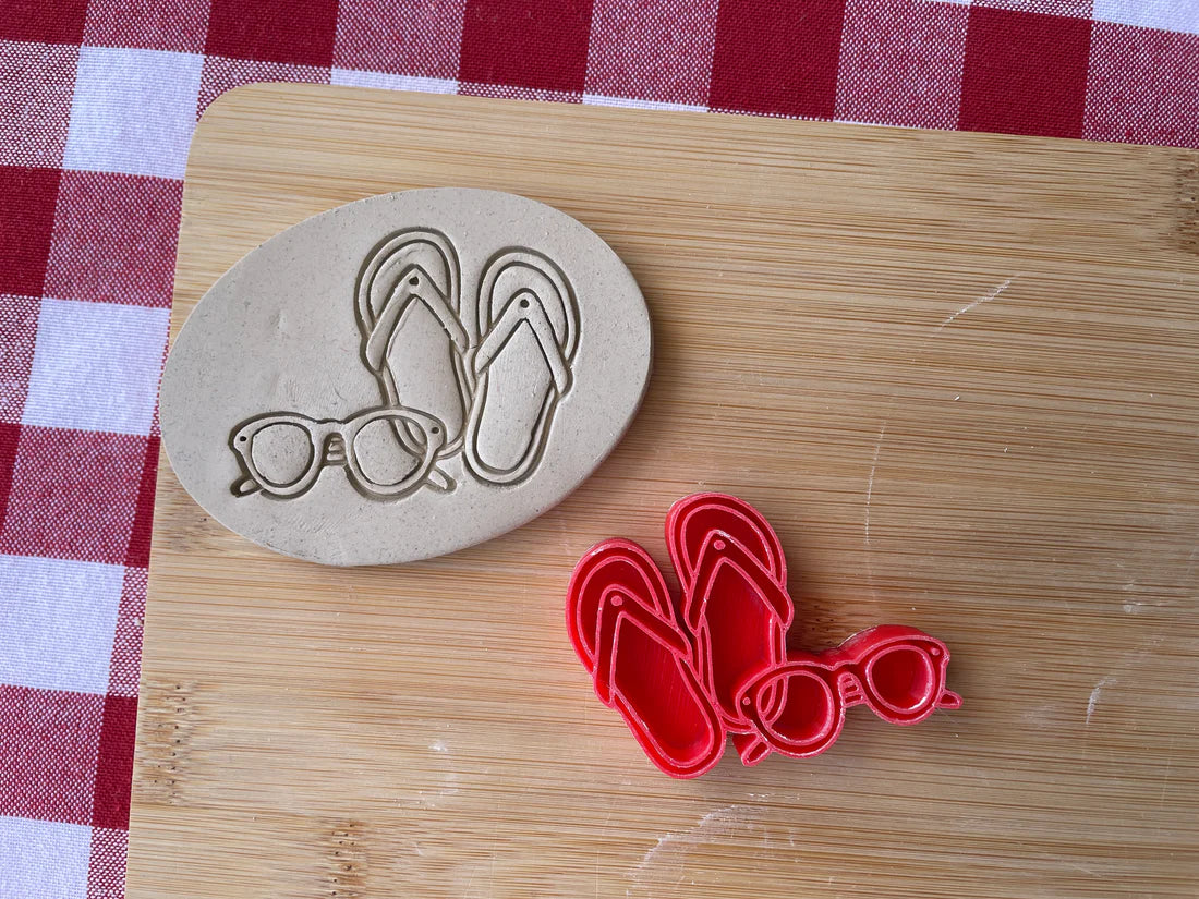 Flip Flops and Sunglasses Pottery Stamp