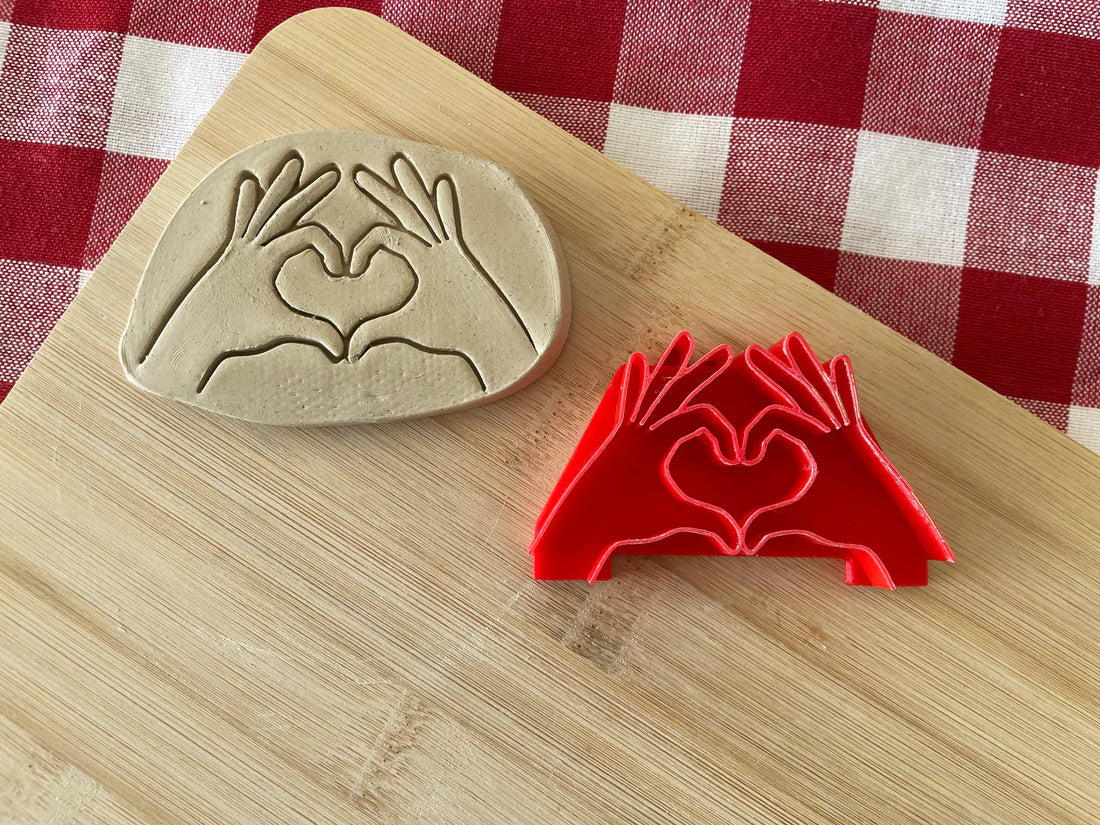 Heart Hands Pottery Stamp