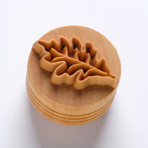 Scl-127 Large Round Stamp – Oak Leaf Outline