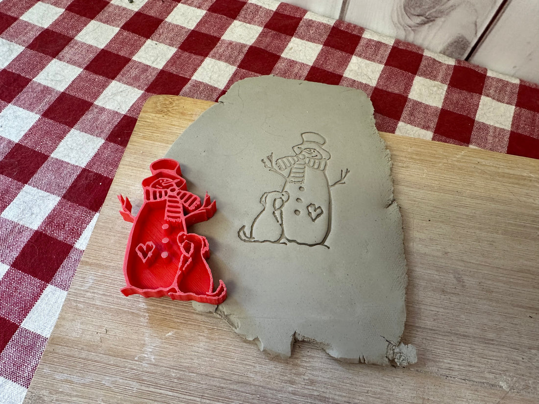 Snowman Faces - pottery stamp design (set of 3)