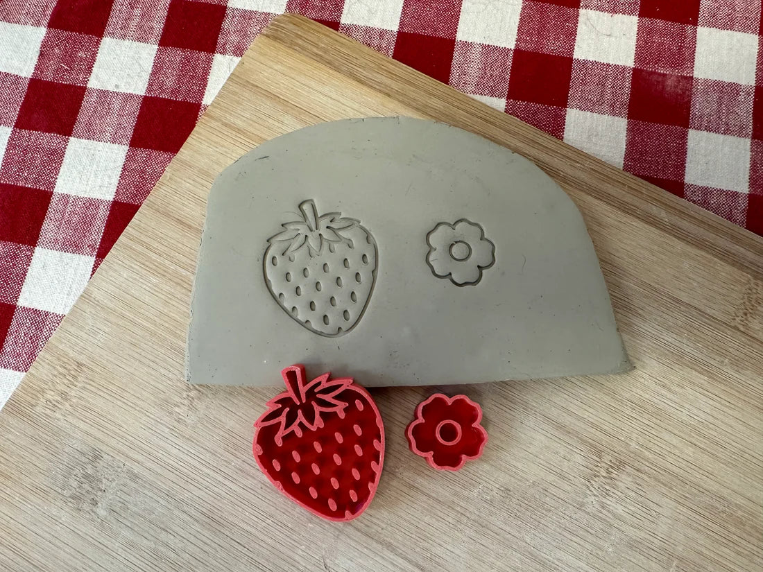 Strawberry and flower Pottery stamp