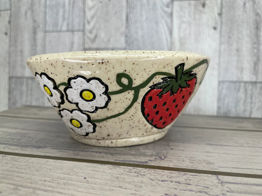 Strawberry and flower Pottery stamp