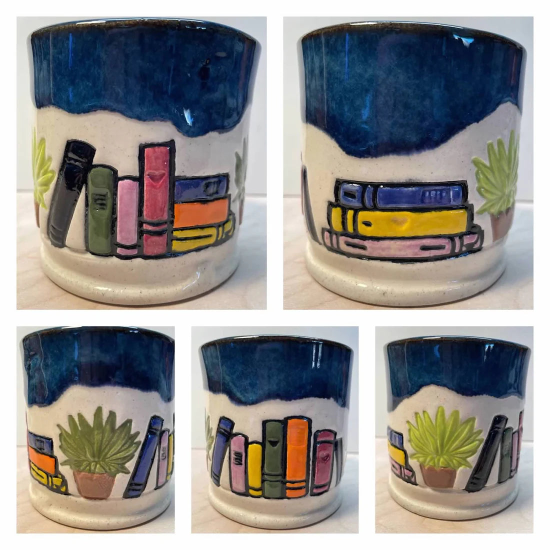 Books on a Shelf w/Plant texture roller