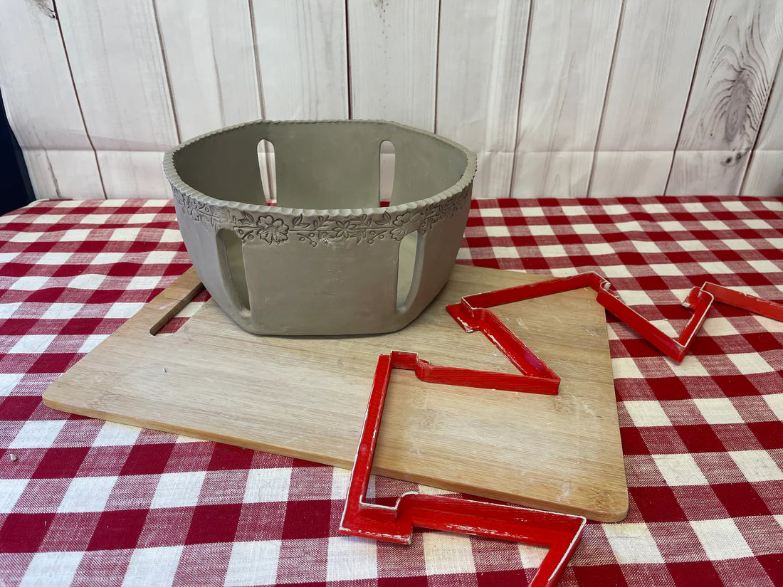 Fruit or Bread Bushel Basket Template Clay Cutter, Hexagon