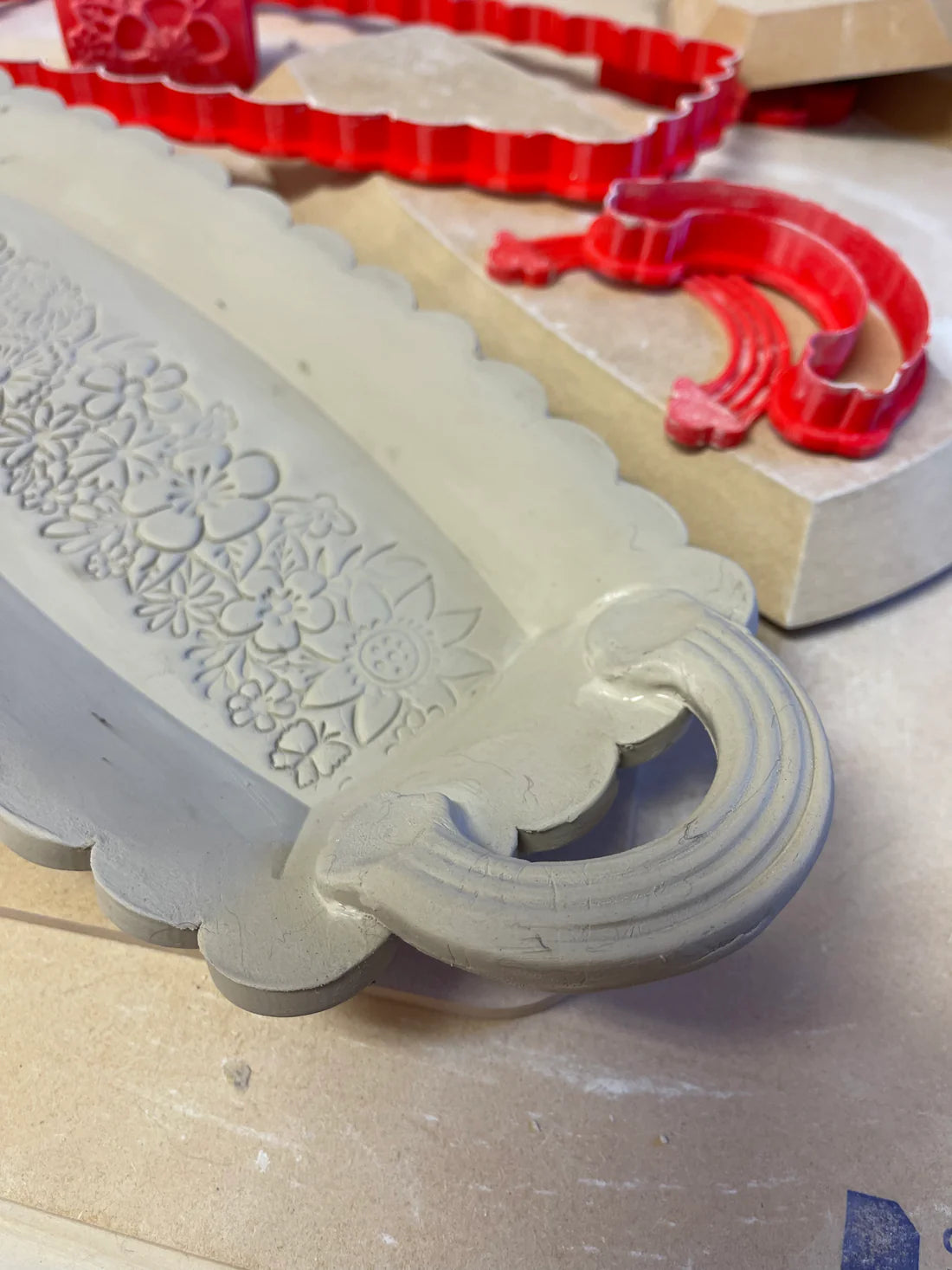 Handle Stamp and Clay Cutter - 3" center to center Decorative Tray style handle template