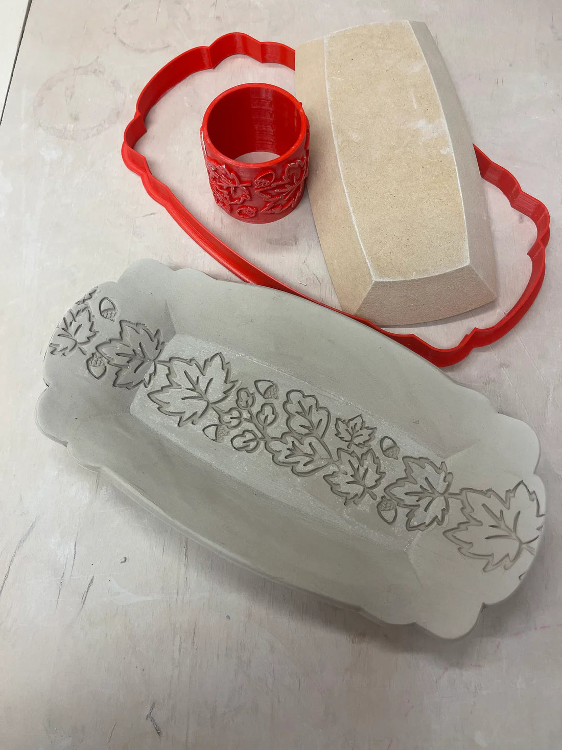 Fall Leaves Pottery Roller - Border Stamp, Repeating pattern, set of 2, Plastic 3d printed