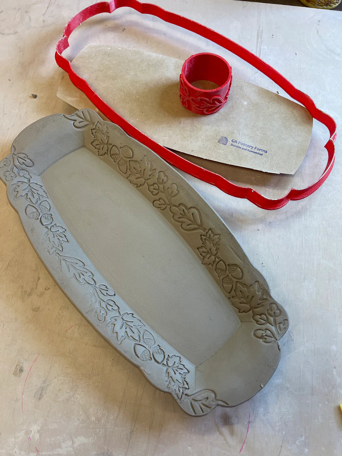 Fall Leaves Pottery Roller - Border Stamp, Repeating pattern, set of 2, Plastic 3d printed