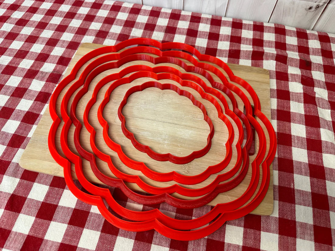 Loose Scalloped Oval Clay Cutter fits GR Pottery Forms oval stack - (7' x 9")