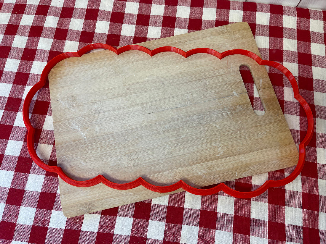 NEW sizes added - Loose Scalloped Rounded Rectangle, XL Clay Cutter - Plastic 3d printed, pottery tool, multiple sizes