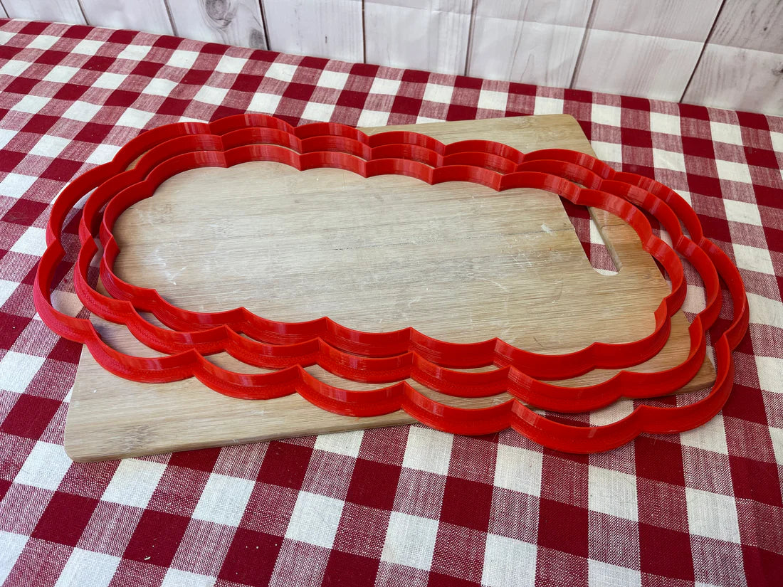 NEW sizes added - Loose Scalloped Rounded Rectangle, XL Clay Cutter - Plastic 3d printed, pottery tool, multiple sizes