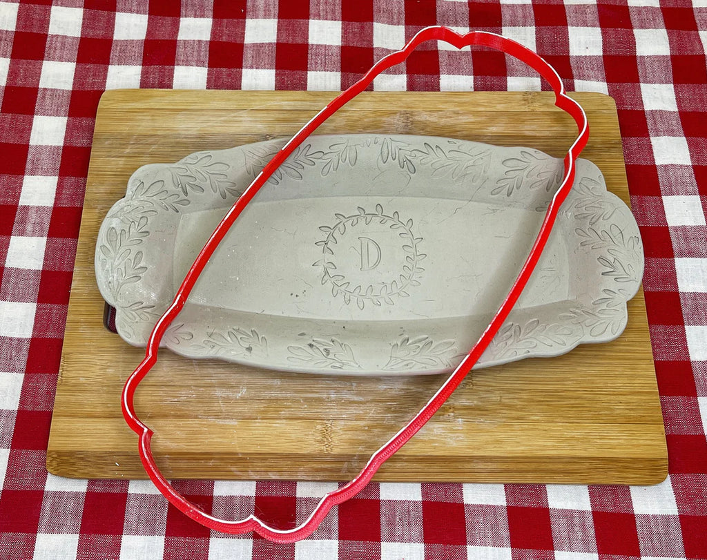 Ornate Tray Edge Spherical Rectangle, Clay Cutter - Plastic 3D printed, Pottery Tool, multiple sizes