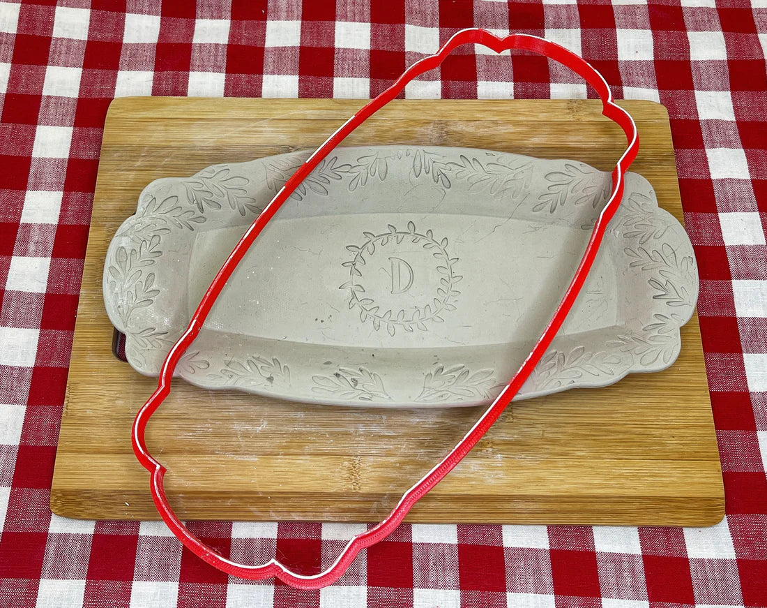 Ornate Tray Edge Spherical Rectangle, Clay Cutter - Plastic 3D printed, Pottery Tool, multiple sizes