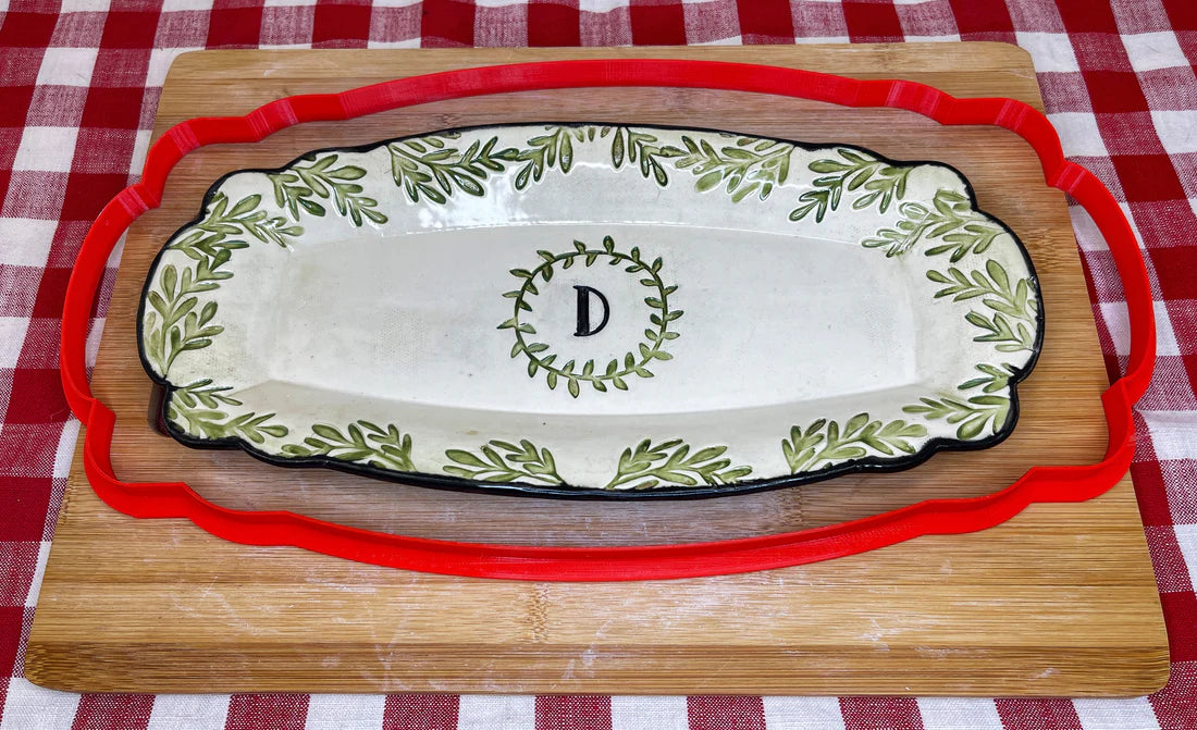 Ornate Tray Edge Spherical Rectangle, Clay Cutter - Plastic 3D printed, Pottery Tool, multiple sizes