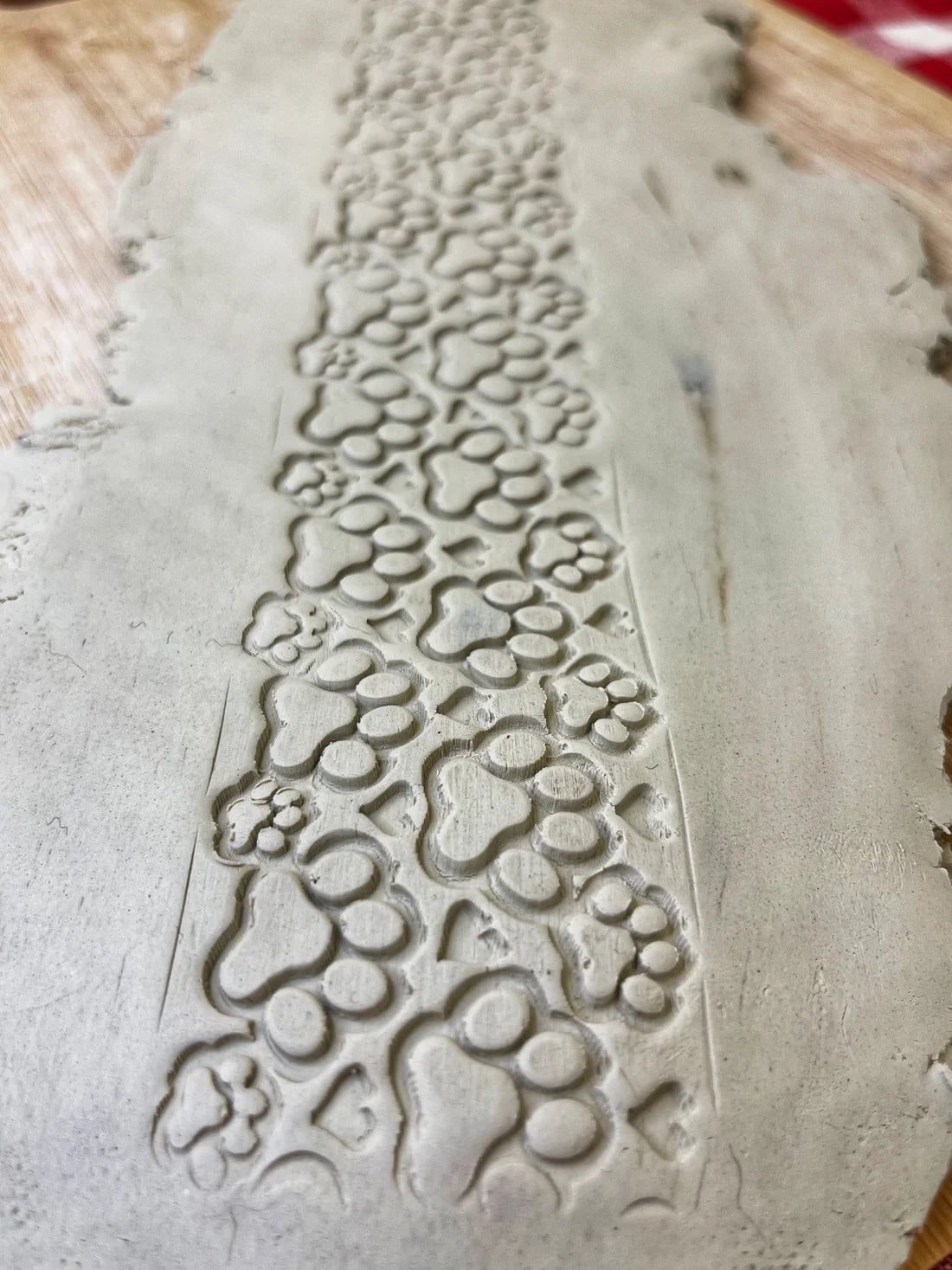 Paw Print Pottery Roller - Border Stamp, paw print and heart design, Repeating pattern, Plastic 3d printed