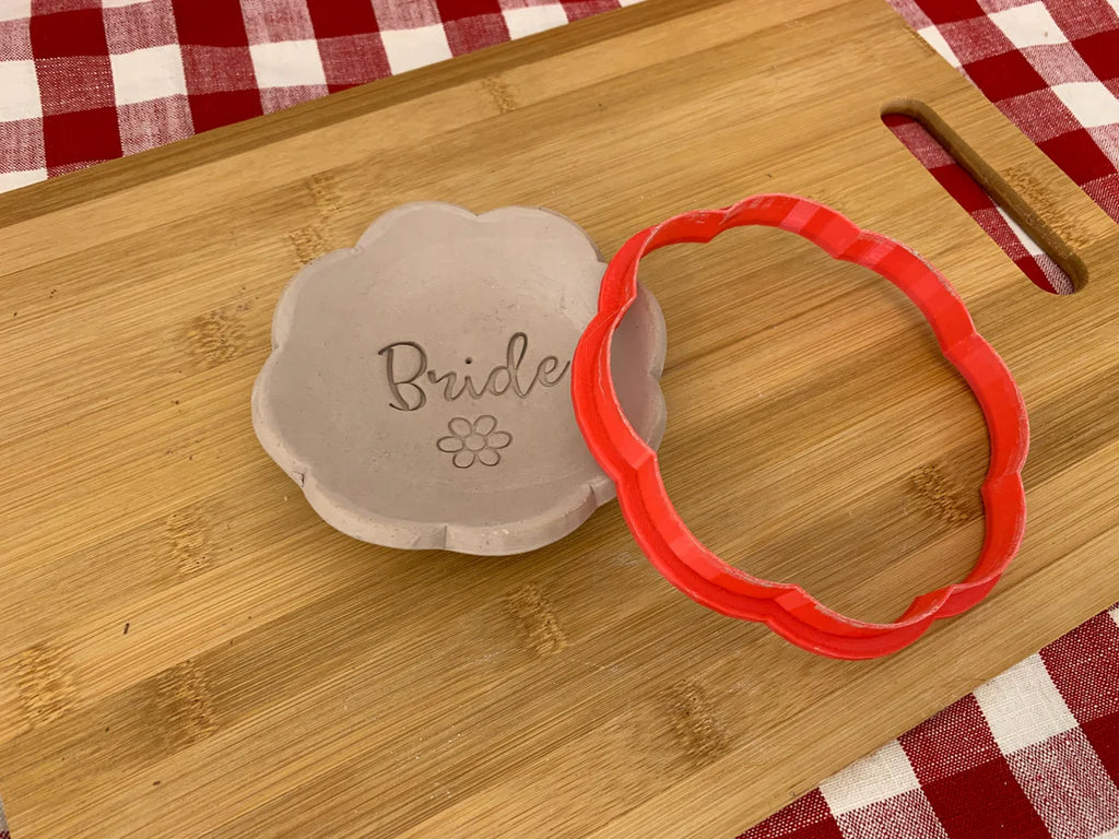 Scalloped Circle, Clay Cutter, 8 petal design - Plastic 3D printed, pottery tool, multiple sizes