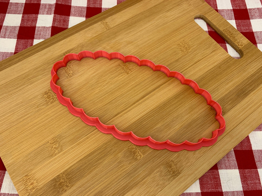 Scalloped XL Oval, Clay Cutter - Plastic 3D printed, XL pottery tool, multiple sizes