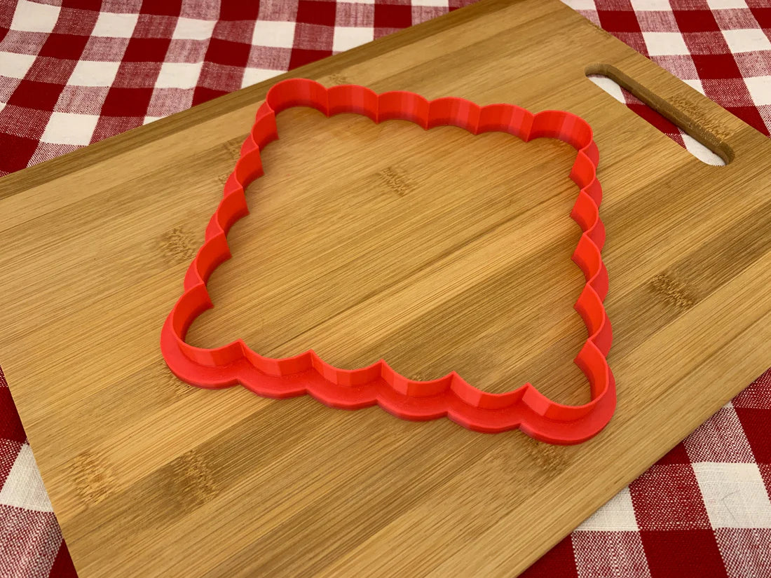 Scalloped Square, Clay Cutter - plastic 3D printed, pottery tool (9.5")
